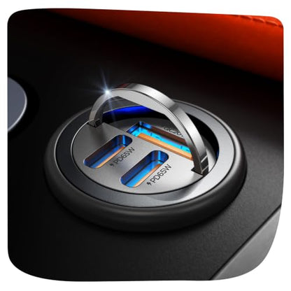 【Upgraded】 150W 3-Port iPhone 18 17 Pro Max Car Charger USB C Fast Charge - color: 3-Port Black