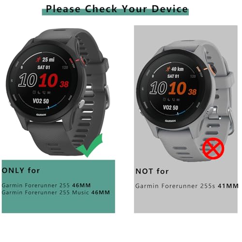[1+4Pack] Case with Tempered Glass Screen Protector Compatible with Garmin Forerunner 255/255 Music 46MM, Bumper Full Coverage Protective Soft Cases Face Cover for Forerunner 255