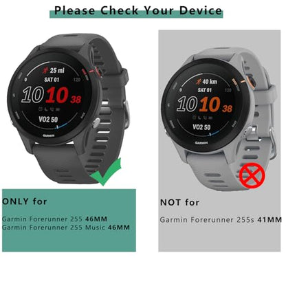 [1+4Pack] Case with Tempered Glass Screen Protector Compatible with Garmin Forerunner 255/255 Music 46MM, Bumper Full Coverage Protective Soft Cases Face Cover for Forerunner 255