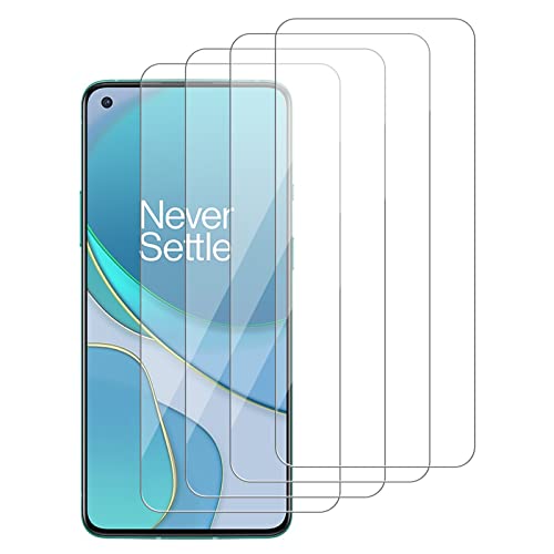 [4 Pack] Glass Screen Protector Compatible for OnePlus 8T 5G and OnePlus 8T+ / Plus 5G[9H Hardness] HD Screen Tempered Glass, Easy Install-[Case Friendly] 2.5D Edge