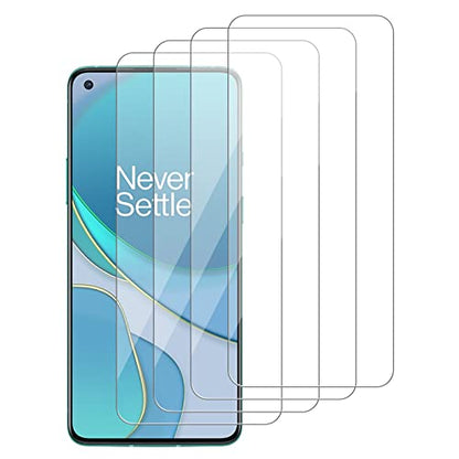 [4 Pack] Glass Screen Protector Compatible for OnePlus 8T 5G and OnePlus 8T+ / Plus 5G[9H Hardness] HD Screen Tempered Glass, Easy Install-[Case Friendly] 2.5D Edge