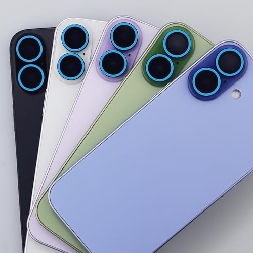 BONVAN for iPhone 17 Camera Lens Protector Glow in the Dark Tempered Glass Screen Accessories Luminous Lens Cover (2PCS) (Blue) - color: Blue