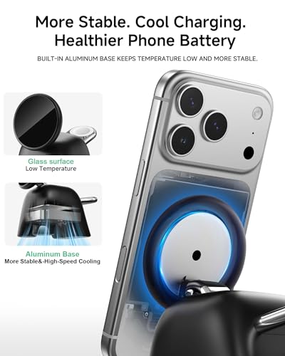 Magnetic Wireless Charging Station, Charger Stand for iPhone Apple Watch - color: Black