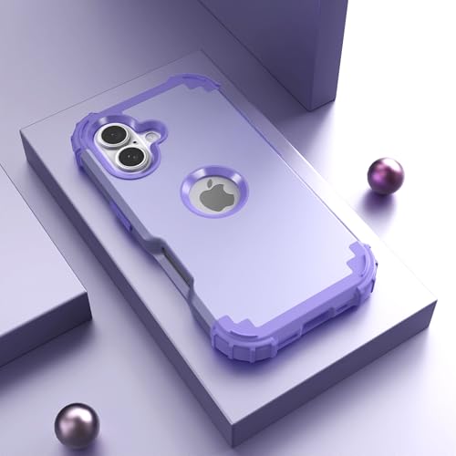 IDweel for iPhone 17 Case with Screen Protector, 3 in 1 Shockproof Slim Fit Hybrid Heavy Duty Hard PC Cover Soft Silicone Bumper Full Body Anti-Fingerprint Case, Purple - color: Purple