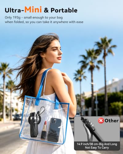 CloudValley Magnetic Mini Selfie Stick Tripod, 4-in-1 Pocket Size Phone Tripod with 360° Rotation, Choice Rechargeable Bluetooth Remote, Foldable Handle Grip, Compatible with MagSafe iPhone - style: No Light