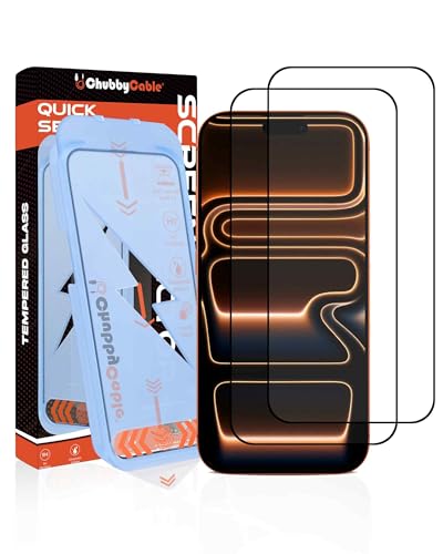 chubbycable HD Glass Screen Protector for iPhone 17 Pro Max, 2 Pack - size: 17 Pro Max