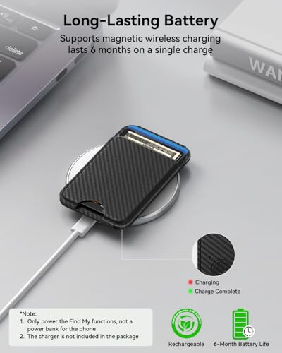 TWZKG for MagSafe Wallet, Works with Apple Find My,5 Card Holder with Stand, Magnetic Phone Wallet for iPhone 17/16/15/14/13/12 Pro Max Plus Air, RFID Blocking Vegan Leather,Carbon Fiber - color: Findmy Carbon Fiber