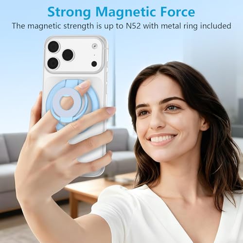 Magnetic Phone Ring Grip for MagSafe Phone Grip with Wireless Charging - color: blue