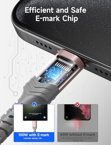 JSAUX 100W USB C to USB C Cable, 2-Pack 6.6FT, 5A Fast Charging, Pink - color: Pink, size: 6.6 ft+6.6 ft