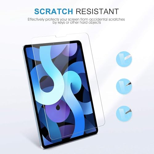 ENTRONIX Clear Screen Protector Compatible with iPad 10 Gen (2022) 10.9 Inches, Tempered Glass Scratch-Resistant Anti-Drop Protection & Case Friendly, Easy to Install, 3-Pack