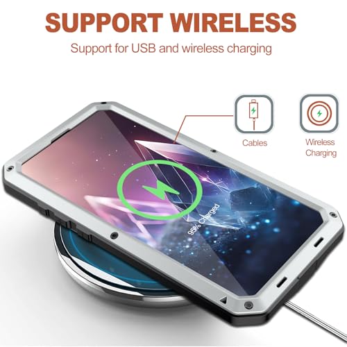 for iPhone 16 Metal Case 6.1",Heavy Duty Shockproof Aluminum Alloy [Tough Armour] Military Grade Phone Case,360 Full Body Protective Cover with Silicone Built-in Screen Protector (Silver) - color: Silver