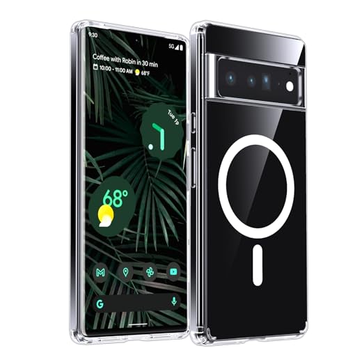 LeYi for Pixel-6-Pro Case: Google Pixel 6 Pro Case [MagSafe Fit], Magnetic with Raised Camera Guard, [Anti-Yellowing] Slim Shockproof Protective Funda para Googlr 6Pro 256GB Smartphone Android, Clear - color: Clear, size: Pixel 6 Pro (6.7 Inch)