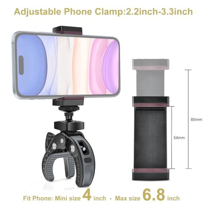 UTEBIT Camera Mount Clamp, 360° Ballhead with 1/4" Thread Holes, Black - color: Black