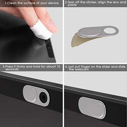 Webcam Cover, Camera Privacy Covers, 0.027 Inch Ultra Thin Camera Cover Slide Laptop Accessories for Laptop, PC, Tablet, iPhone, iPad, Mac, Protect Your Visual Privacy and Security (Silver-3 Pack) - color: Silver - 3 Pack