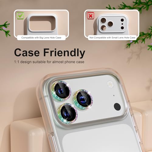 iPhone 17/16/15/14 Pro Max/Pro Camera Lens Protector Glitter - color: Glitter Colorful