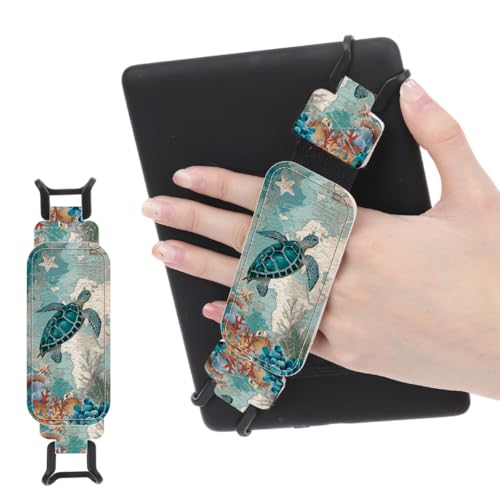 Secure Hand Strap for 6-7.5" Kindle and Tablets, Versatile Lightweight Faux Leather E-Book Grip Holder, Heavy-Duty E-Book Accessories for Reading Lover Gift (Turtle) - color: Turtle