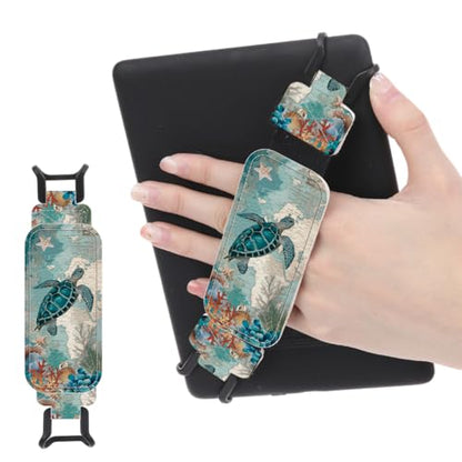 Secure Hand Strap for 6-7.5" Kindle and Tablets, Versatile Lightweight Faux Leather E-Book Grip Holder, Heavy-Duty E-Book Accessories for Reading Lover Gift (Turtle) - color: Turtle