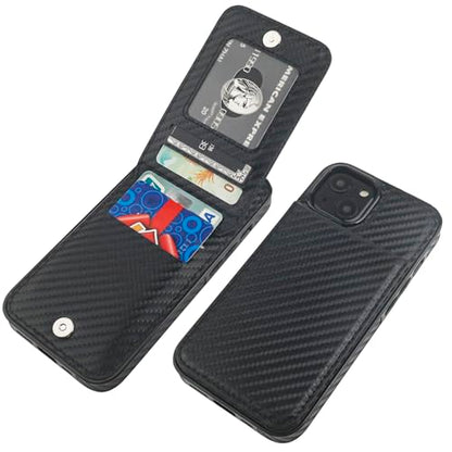 KIHUWEY for iPhone 14 Wallet Case Card Holder Kickstand, Carbon Black - color: Carbon Black