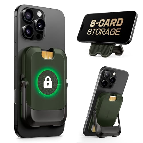 SUPCASE for MagSafe Wallet with Stand, Hold 6 Cards, Battle Green - color: Battle Green