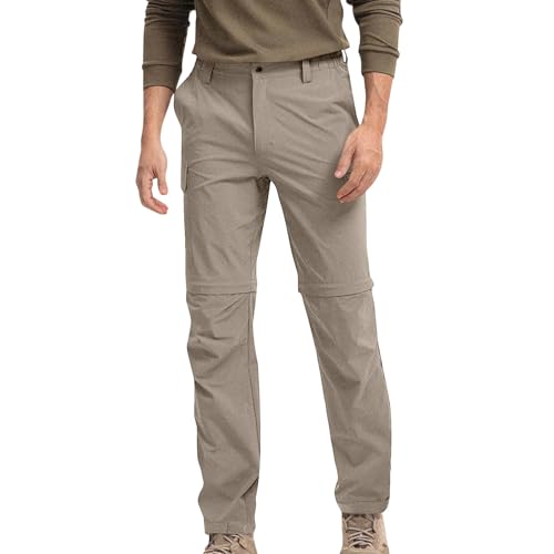 Mens Cargo Pants Convertible Zip-Off Waterproof Work Pants Lightweight with Multi Pockets Stretch Tactical Hiking Pant - color: 11#camel, size: 3X-Large