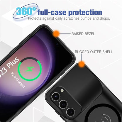 Battery Case for Galaxy S23 Plus,[12000mAh] Slim Portable Protective Fast Charging Case Backup Power Bank Battery Case Compatible with Galaxy S23 Plus Charging Case with Carplay(6.6inch)-Black - size: Galaxy 23 Plus