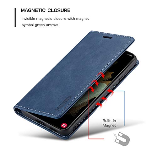 Samsung Galaxy S21+ Plus 5G Case,Samsung Galaxy S21+ Plus 5G Wallet Case with [RFID Blocking] Card Holder Kickstand Magnetic,Leather Flip Case for Galaxy S21+ Plus 6.7 Inch(Blue) - color: Blue, size: S21+ Plus 6.7"