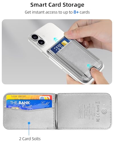 for Magsafe Wallet Works with Apple Find My, Leather Magnetic Phone Wallet - color: Gray