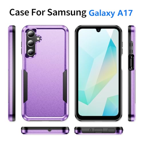 Phone Case for Samsung Galaxy A17 5G Case, Samsung A17 5G Case with Tempered Glass Screen Protector, Soft TPU Hard Back Double Layer Phone Cover (Violet) - color: Violet
