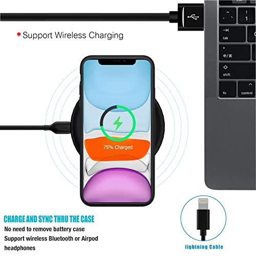 Battery Case for iPhone 11, 10000mAh High Capacity Portable Charger Case Rechargeable Smart Battery Pack Charging Case with Wireless Charging Support Carplay Compatible for iPhone 11 (6.1 inch)-Black - size: iPhone 11