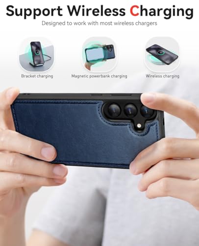 OCASE for Samsung Galaxy S25 Detachable Wallet Case, Blue | 2-in-1, Card Holder, RFID Blocking, Stand, Wrist Strap, Shockproof, Wireless Charging, Magnetic, PU Leather Flip Phone Cover - color: Blue, size: Samsung Galaxy S25
