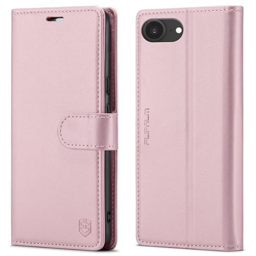 FLIPALM Wallet Case for iPhone 16e, Pink | Card Holder, RFID Blocking, PU Leather Folio Flip, Kickstand, Protective Shockproof Cover - color: Pink