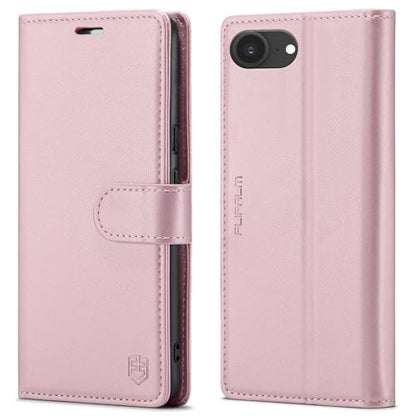 FLIPALM Wallet Case for iPhone 16e, Pink | Card Holder, RFID Blocking, PU Leather Folio Flip, Kickstand, Protective Shockproof Cover - color: Pink