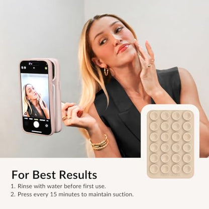 Velvet Caviar Suction Cup Phone Case Mount Compatible with MagSafe Devices Only - Magnetic Silicone Sticky Phone Grip Holder for iPhone Back of Phone - Mirror Gripper (Nude) - color: Nude