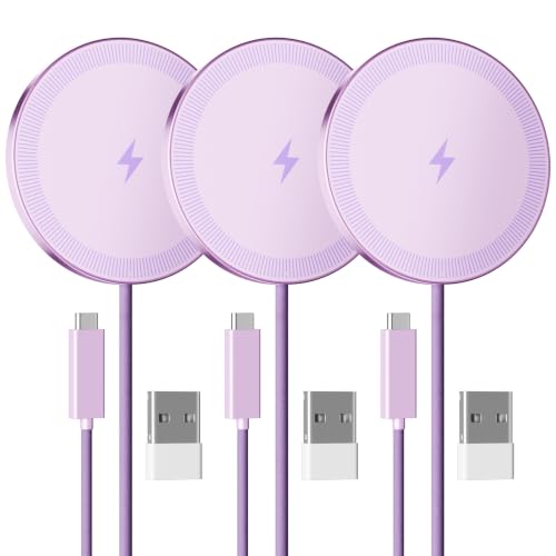 15W Magnetic Fast Charging Pad, Wireless Charger for Apple MagSafe - color: Light Violet*3