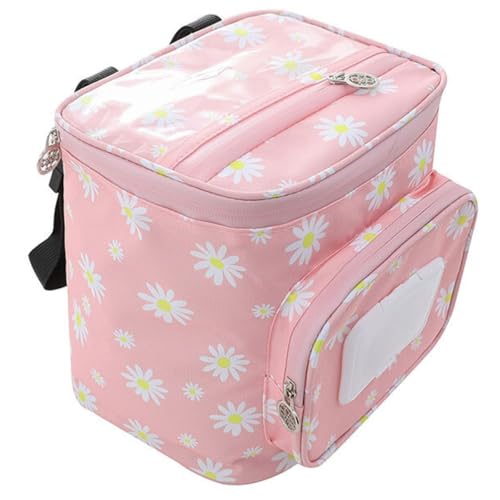 Electric Scooter Handlebar Bag - Floral Waterproof Storage with Touch-Sensitive Front Pocket, Pink Daisy, 8.3"x7.5" / 21x19 cm - color: Pink Daisy