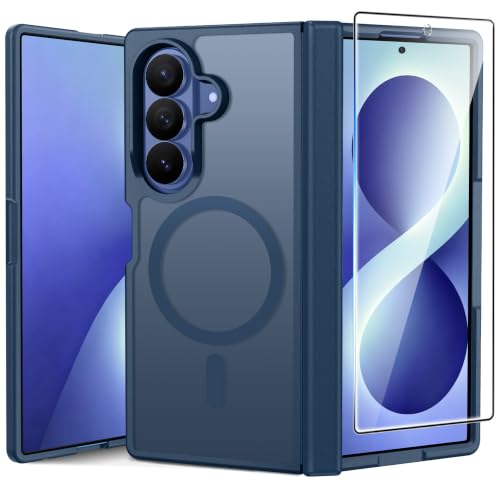 FNTCASE for Samsung Galaxy Z Fold 7 Case Magnetic with Hinge Protection | Screen Protector Phone Cases, Anti Yellowing, Matte, Rugged Shockproof Protective Bumper, Cell Cover - color: C-Blue, size: For Galaxy Z Fold 7 (8.0 Inch)