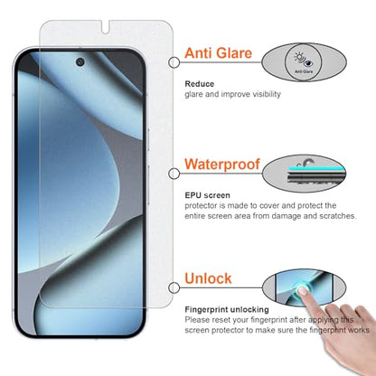 2 Pack for Google Pixel 10 Pro Anti-Glare Matte TPU Screen Protector, Smooth and Responsive Touch Screen Protector Film for Gamming, [Support Fingerprint Unlock] [Self-Healing] [Not Glass] - size: pixel 10 Pro privacy screen protector