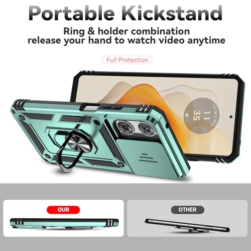 for Motorola Moto G 2025 / Moto G 2026 / Moto G Play 2026 Case, with Slide Camera Cover Screen Protector Ring Holder Kickstand Military Grade Protection Drop Tested Protective Phone Case (Dark Green) - color: Dark Green Military-Grade 2nd gen