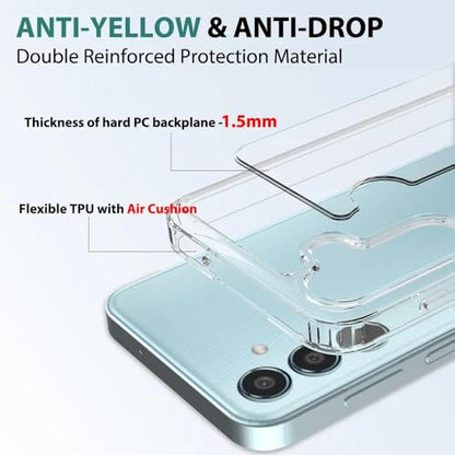 for Samsung Galaxy A26 5G Case Crystal Clear Slim Hard Case Hybrid Shockproof Bumper with Tempered Glass Screen Protector Full Body Anti-Yellow Anti-Scratch Phone Protective Cover - color: Galaxy A26 5G