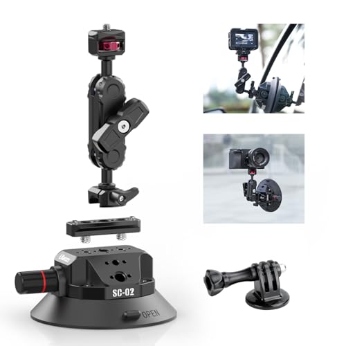 Ulanzi SC-02 Heavy-Duty Suction Cup Mount for Camera/Accessory (4.5"), Pump-actived Vacuum Camera Suction Cup Mount for Action Cameras w Quick Release NATO Magic Arm Car Boat Windshield Window Mount - color: SC-02