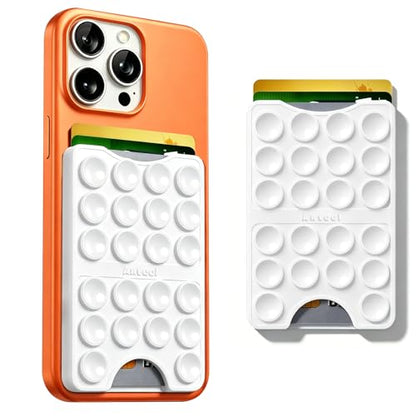 Anteel Silicone Wallet Cell Phone Card Holder for Phone Case, Silicon Phone Case Adhesive Mount, Phone Holder With Card Slot, Hands-Free Card Holder for Selfies, Tiktok Videos, 2.28"x3.54" (White) - color: White