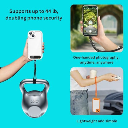 Minimalist Wrist Strap Phone Lanyard with Adjustable Drop-Proof Design, 7mm Reinforced Climbing Rope Material, 2 Phone Tether Tabs (Matching Metal and Rotatable Clear) - Sakura Pink - color: 05 Minimalist Sakura Pink