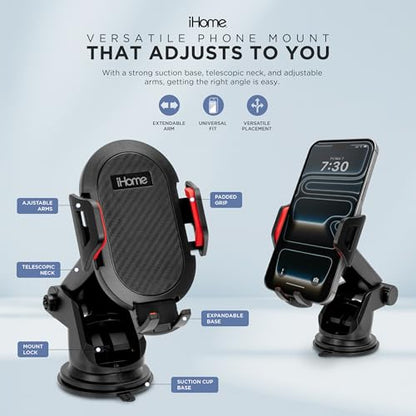 iHome Car Mount, Dashboard/Windshield/Vent Mount, Swivel Neck, Silicone Grip, Adjustable Mount Arm with Suction Cup Base (Adjustable Arm Car Mount) - style: Adjustable Arm Car Mount