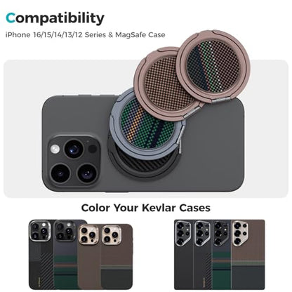 BENKS ArmorPop Magnetic Phone Grip & Stand for MagSafe, 360° Rotation Adjustable Phone Ring Holder for iPhone 17/16/15/14/13/12 Series, Durable Kevlar Design