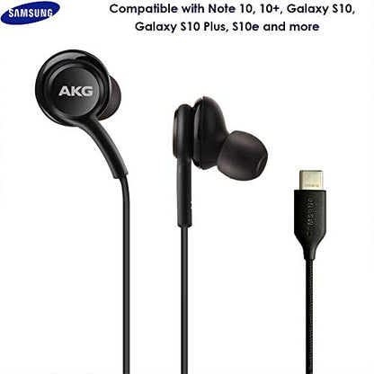 AKG Wired In-Ear Earbuds with Mic USB-C Earbuds with Braided Cable Compatible with Samsung Galaxy S24 Ultra, S24+, S23, S22, S21, S10, S10E & iPhone 15 Series