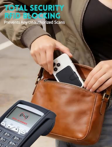 Magnetic Phone Wallet Card Holder with ID Window,Holds 8 Cards&Cash - color: Black6