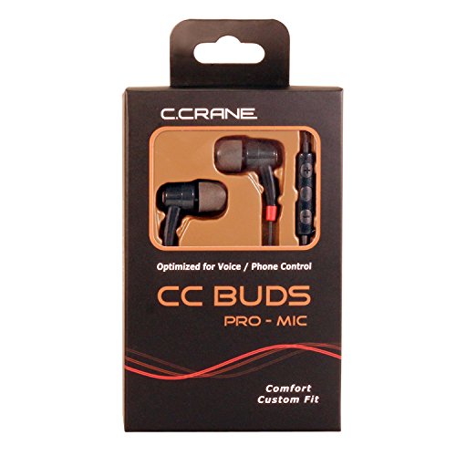 C. Crane CC Buds PRO Earbuds, Mic & Phone Remote with Six Different Earbud Covers Included for Custom Comfort – Designed for Voice Clarity and Audio Books – Fits Large and Small Ears