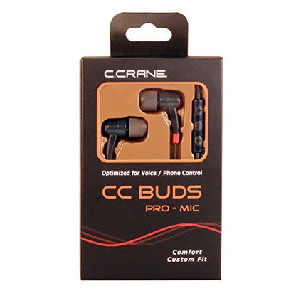 C. Crane CC Buds PRO Earbuds, Mic & Phone Remote with Six Different Earbud Covers Included for Custom Comfort – Designed for Voice Clarity and Audio Books – Fits Large and Small Ears