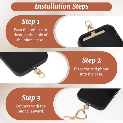 Vin Beauty 4 PCS Phone Tether Tab, 360° Rotatable Cell Phone Lanyard Patch Ultra-Thin Universal Stainless Steel Phone Lanyard Tab Metal Replacement Patch for Cell Phone and Most Smartphones