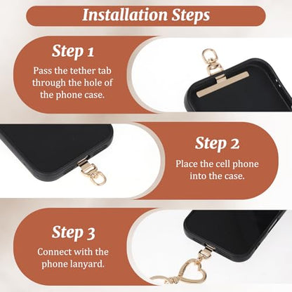 Vin Beauty 4 PCS Phone Tether Tab, 360° Rotatable Cell Phone Lanyard Patch Ultra-Thin Universal Stainless Steel Phone Lanyard Tab Metal Replacement Patch for Cell Phone and Most Smartphones